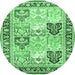 Round Machine Washable Persian Emerald Green Traditional Area Rugs, wshtr4799emgrn