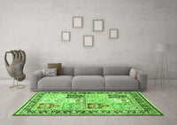 Machine Washable Persian Green Traditional Rug, wshtr4799grn