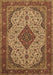 Machine Washable Medallion Brown Traditional Rug, wshtr479brn