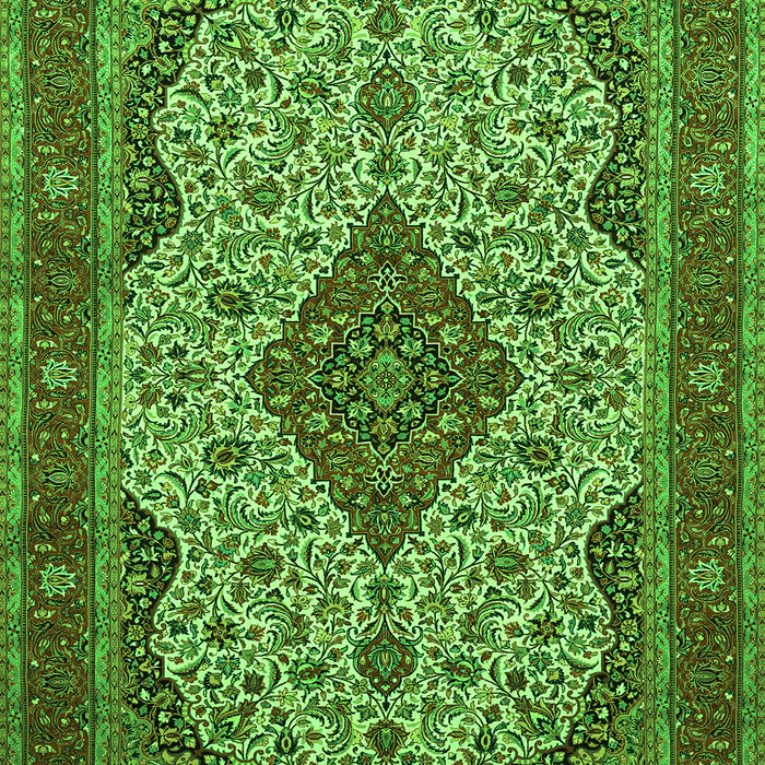 Serging Thickness of Machine Washable Medallion Green Traditional Area Rugs, wshtr479grn