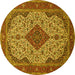 Round Medallion Yellow Traditional Rug, tr479yw