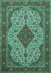 Medallion Turquoise Traditional Rug, tr479turq