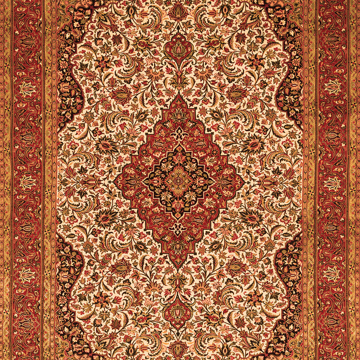 Serging Thickness of Machine Washable Medallion Orange Traditional Area Rugs, wshtr479org