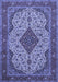 Machine Washable Medallion Blue Traditional Rug, wshtr479blu