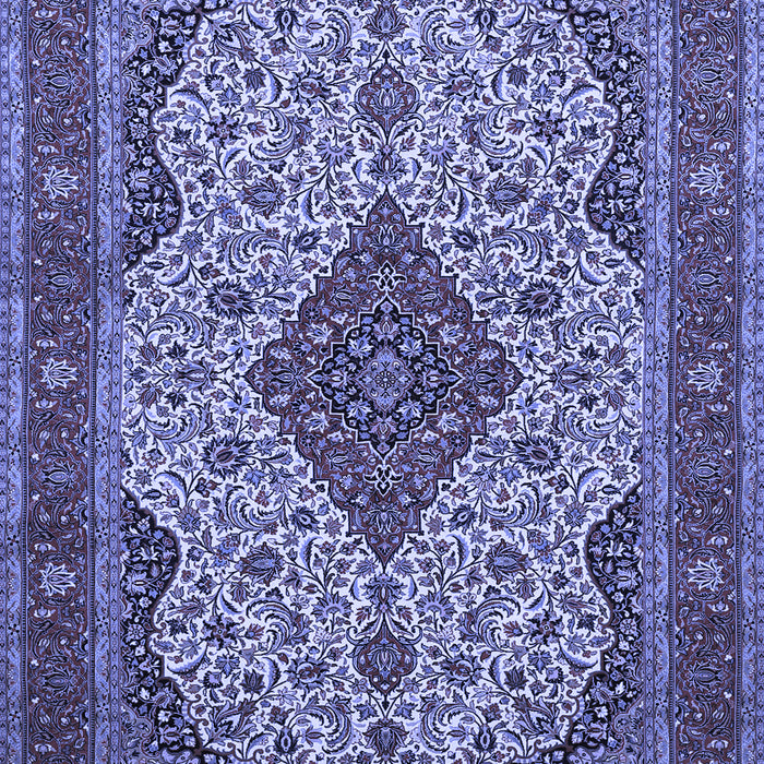 Machine Washable Medallion Blue Traditional Rug, wshtr479blu