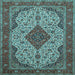 Square Medallion Light Blue Traditional Rug, tr479lblu