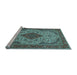 Sideview of Machine Washable Medallion Light Blue Traditional Rug, wshtr479lblu