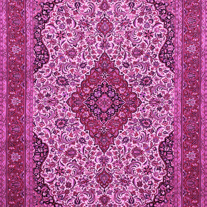 Machine Washable Medallion Pink Traditional Rug, wshtr479pnk