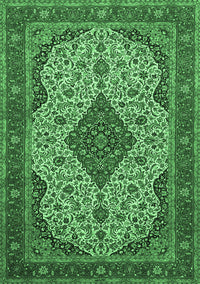 Medallion Emerald Green Traditional Rug, tr479emgrn