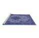 Sideview of Machine Washable Medallion Blue Traditional Rug, wshtr479blu