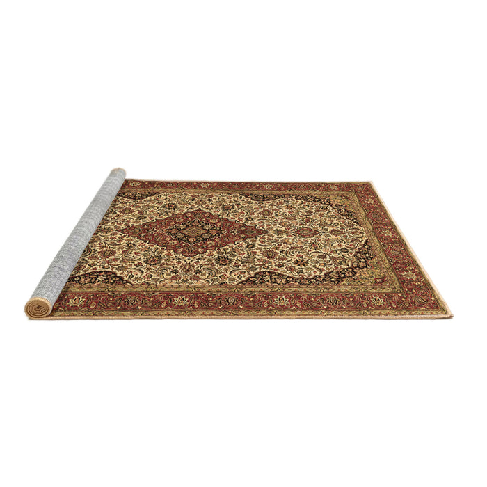 Sideview of Machine Washable Medallion Brown Traditional Rug, wshtr479brn