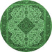 Round Medallion Emerald Green Traditional Rug, tr479emgrn