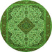 Machine Washable Medallion Green Traditional Area Rugs, wshtr479grn