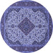 Round Medallion Blue Traditional Rug, tr479blu