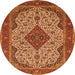 Machine Washable Medallion Orange Traditional Area Rugs, wshtr479org