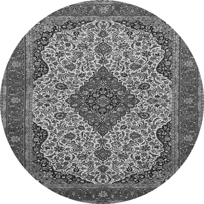 Machine Washable Medallion Gray Traditional Rug, wshtr479gry