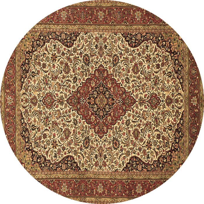Round Medallion Brown Traditional Rug, tr479brn
