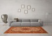 Machine Washable Medallion Orange Traditional Area Rugs in a Living Room, wshtr479org