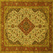 Square Medallion Yellow Traditional Rug, tr479yw