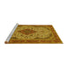 Sideview of Machine Washable Medallion Yellow Traditional Rug, wshtr479yw