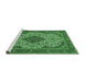 Sideview of Machine Washable Medallion Emerald Green Traditional Area Rugs, wshtr479emgrn