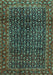 Machine Washable Persian Turquoise Traditional Area Rugs, wshtr47turq