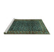 Sideview of Machine Washable Persian Turquoise Traditional Area Rugs, wshtr47turq