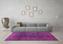Machine Washable Persian Purple Traditional Area Rugs in a Living Room, wshtr47pur