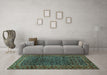 Machine Washable Persian Turquoise Traditional Area Rugs in a Living Room,, wshtr47turq