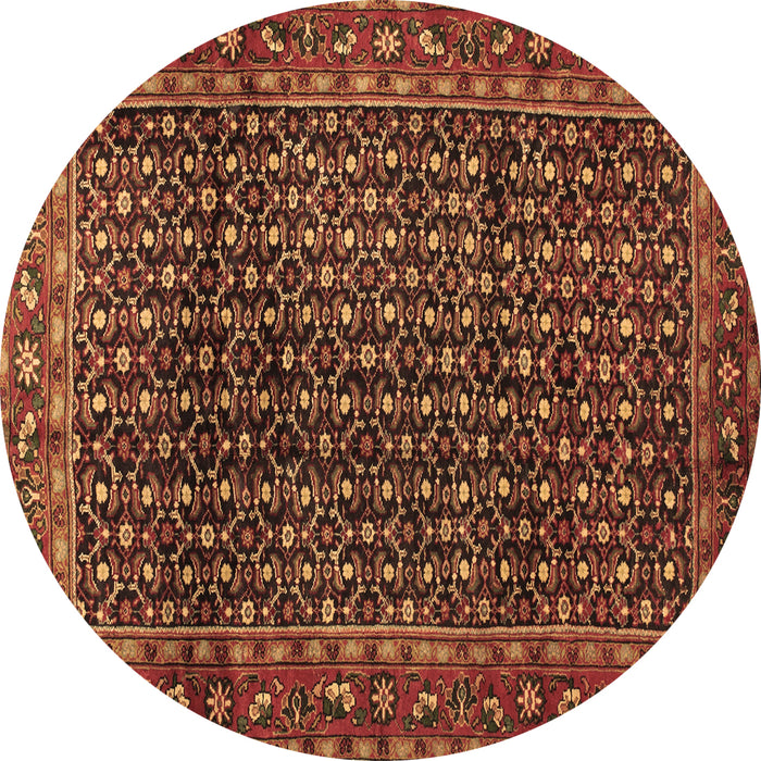 Round Machine Washable Persian Brown Traditional Rug, wshtr47brn