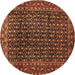 Round Machine Washable Persian Brown Traditional Rug, wshtr47brn