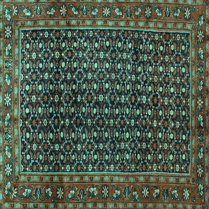 Square Machine Washable Persian Turquoise Traditional Area Rugs, wshtr47turq