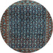 Round Machine Washable Persian Light Blue Traditional Rug, wshtr47lblu