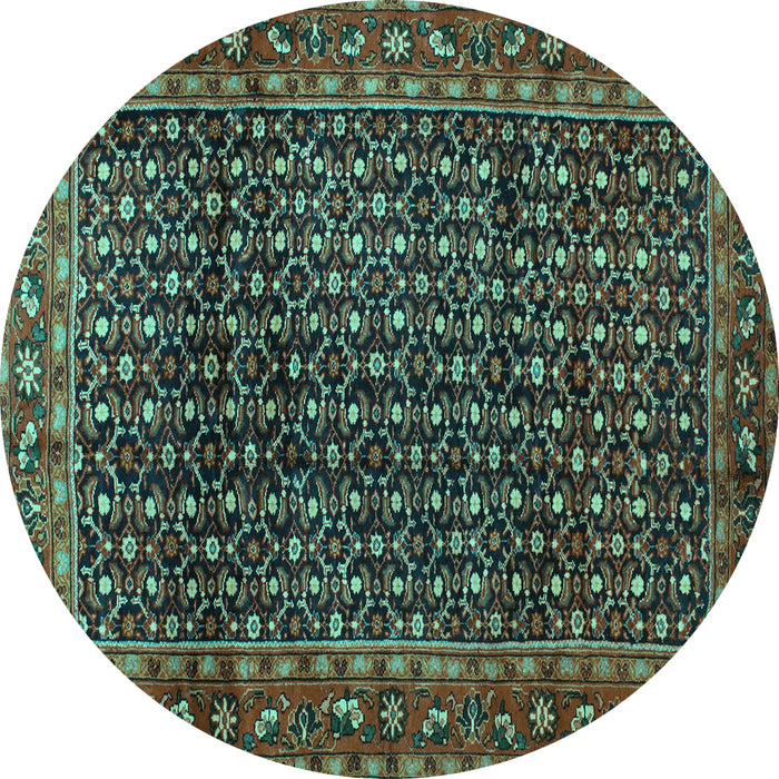 Round Machine Washable Persian Turquoise Traditional Area Rugs, wshtr47turq