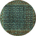 Round Machine Washable Persian Turquoise Traditional Area Rugs, wshtr47turq