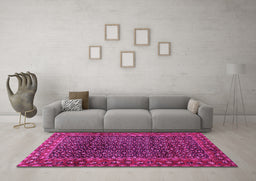 Machine Washable Persian Pink Traditional Rug in a Living Room, wshtr47pnk