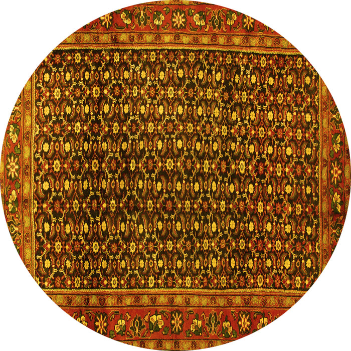 Round Persian Yellow Traditional Rug, tr47yw
