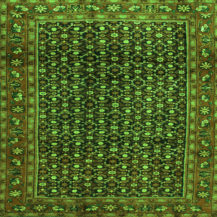 Round Machine Washable Persian Green Traditional Area Rugs, wshtr47grn