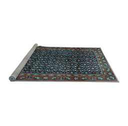 Sideview of Machine Washable Persian Light Blue Traditional Rug, wshtr47lblu