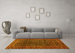 Machine Washable Persian Yellow Traditional Rug in a Living Room, wshtr47yw