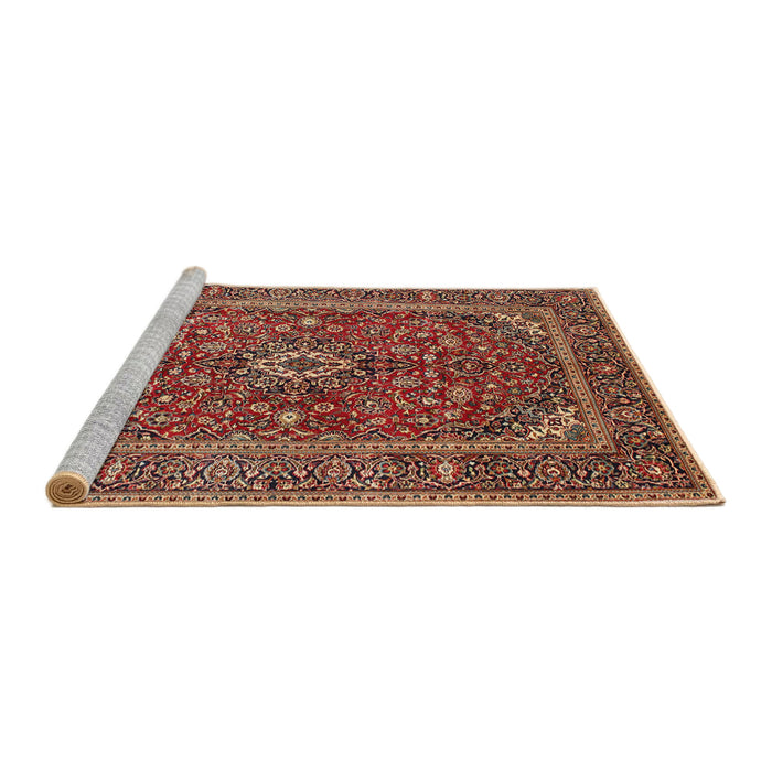 Sideview of Machine Washable Traditional Saffron Red Rug, wshtr48