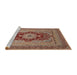 Sideview of Machine Washable Traditional Brown Red Rug, wshtr480