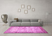 Machine Washable Animal Pink Traditional Rug in a Living Room, wshtr4800pnk
