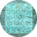 Round Animal Light Blue Traditional Rug, tr4800lblu