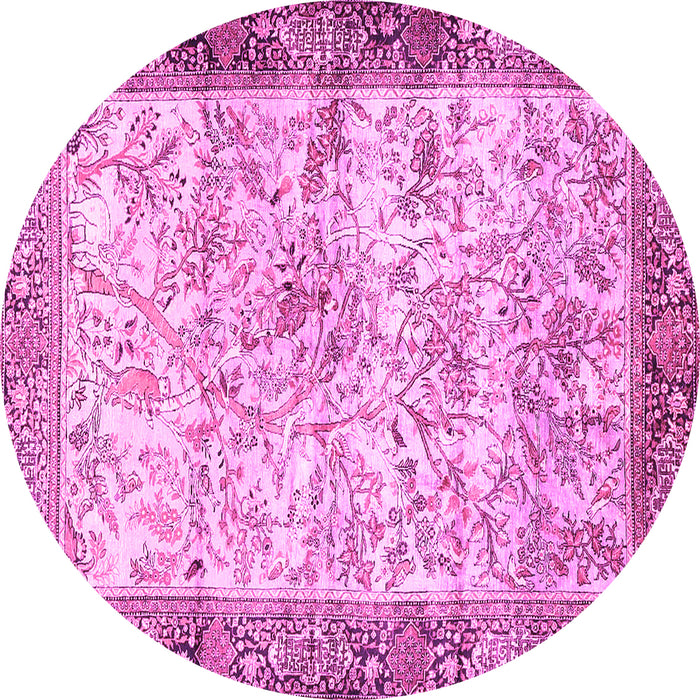 Round Machine Washable Animal Pink Traditional Rug, wshtr4800pnk