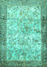 Machine Washable Animal Turquoise Traditional Area Rugs, wshtr4800turq