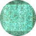 Round Animal Turquoise Traditional Rug, tr4800turq