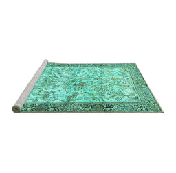 Sideview of Machine Washable Animal Turquoise Traditional Area Rugs, wshtr4800turq