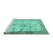 Sideview of Machine Washable Animal Turquoise Traditional Area Rugs, wshtr4800turq