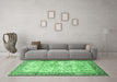 Machine Washable Animal Emerald Green Traditional Area Rugs in a Living Room,, wshtr4800emgrn